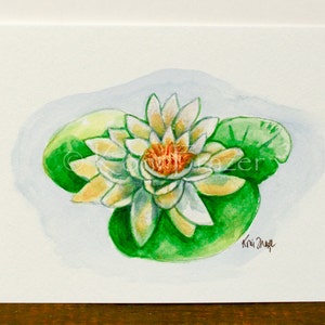 Water lily, Original watercolor, flower painting 5 x 7