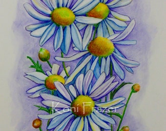 Watercolor painting of daisies, original painting, Not a Print, flower wall décor, daisy painting, daisy art