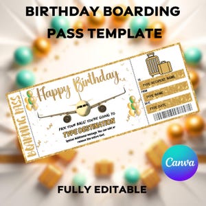 Happy Birthday Gift Voucher, Birthday Voucher Gift Certificate, Birthday Gift Coupon, Birthday Gift Ticket, Canva Editable