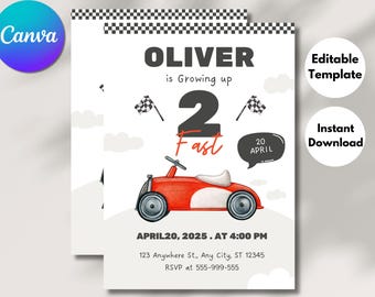 Invito per il secondo compleanno di Two Fast Race Car (download digitale)