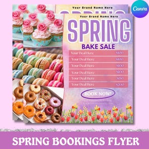 Spring Bake Sale Flyer, Bakery Flyer, Spring Sweet Treats Flyer, Spring Flyer, Dessert Flyer, Bake Shop Flyer, Pastry Flyer, Cake Flyer