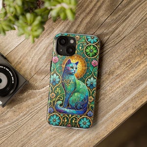 Mosaic Cat Phone Case, Tough Phone Case, Elegant Design for iPhone 16 Pro, Pro Max, iPhone 15 to iPhone 14, Gift For Him, Her