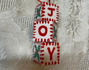 JOY! Hand Painted Christmas Ornament, Christian Tree Ornament, Christmas Gift Topper