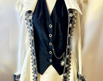 Victorian Steampunk Black and White Wedding Dress Size 8