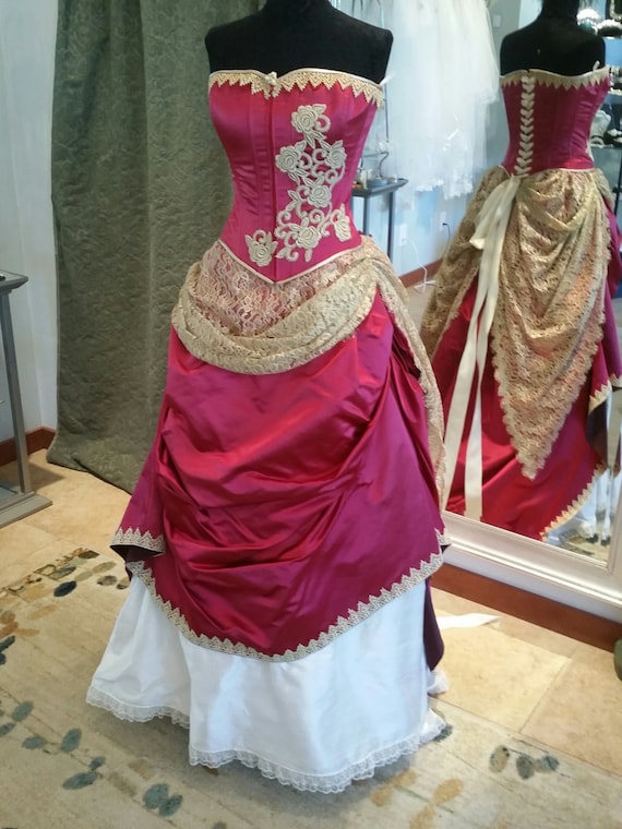 red and gold wedding gown