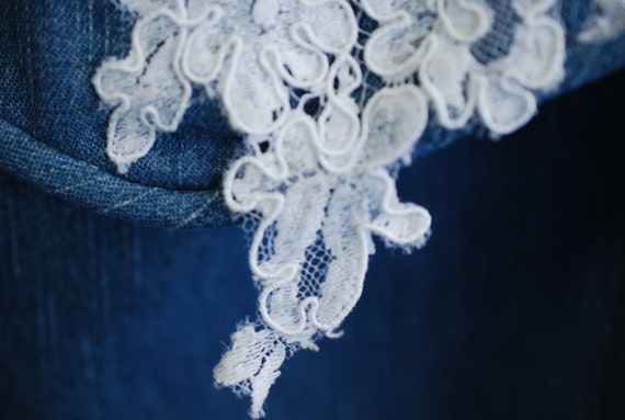 Denim And Lace Rustic Country Wedding Dress Sample Sale Size 6 Etsy