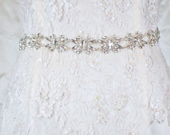 Silver Rhinestone "Hollywood" Sparkling Crystal Bridal Belt