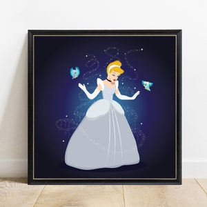 Cinderella Art Print, A dream is a wish your heart makes, Disney Princess, Kids Room Poster