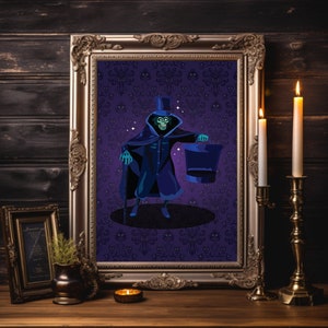 Haunted Mansion Hat Box Ghost Art Print, Disney Art