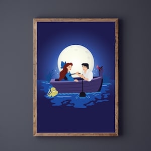 Kiss the Girl Art Print, Ariel Artwork, Disney Princess, Kids Room Poster