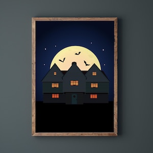 The Witch House Salem MA Art Print, Spooky Poster, Jonathan Corwin House, Halloween Art