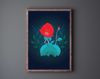Red Rose Print, Alice in Wonderland Art, Home Decor
