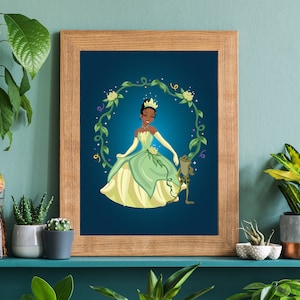 Princess and the Frog Print, Tiana Art, Disney Princess