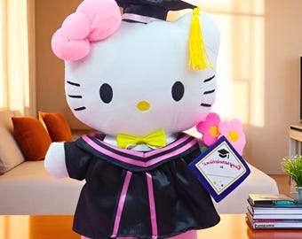 Graduation Plush Doll: 25cm Stuffed Animal with Cap, Sash & Flower