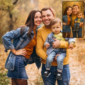 Custom Pixar Style Cartoon Portrait from Photo, 3D Animated Character Drawing, Couple or Family Gift, Digital, Personalized Birthday Gift