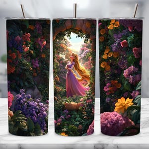 Princess Tumbler Wrap, Floral Garden, 20oz Skinny Tumbler, Princess Png, Birthday Tumbler, Sister Tumbler, Instant Download, Digital File