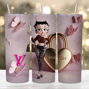 Betty Boop Pink Purse Tumbler | Classy Girly Tumbler Wrap | Boujee Cartoon 20oz Sublimation PNG | Cute Betty Boop Digital Download Design