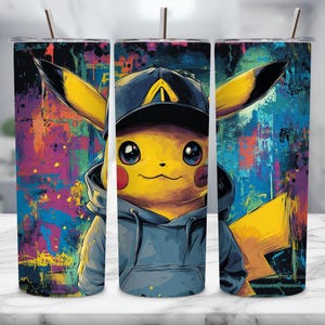 Electric Character 20oz Skinny Tumbler Wrap, Sublimation Design, Poke Tumbler Wrap, Cartoon Character Tumbler, Instant Download