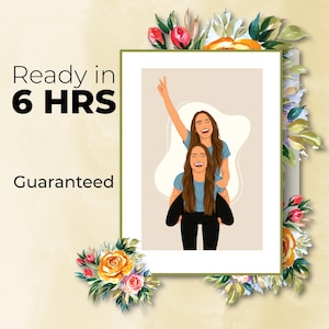 Bestie's Birthday Portrait Painting, Faceless Portrait, Personalized Gift For Best Friend, Gift For Girlfriend, Friendship Digital Print