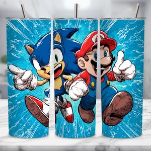 Gaming Character Tumbler Wrap: Retro Hedgehog Design (20oz Skinny Tumbler PNG Digital Download