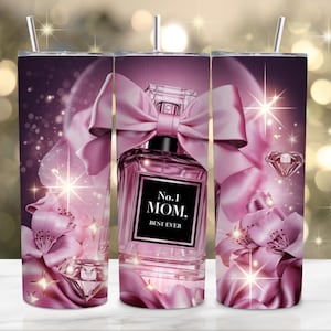 Envoltura para vaso "La mejor mamá del mundo" PNG / Diseño de sublimación para vaso delgado de 20 oz para el Día de la Madre / Descarga digital "Vida de mamá" / Lindo diseño floral para mamá