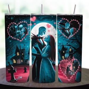 Gothic Valentine Skeleton Lovers Tumbler Wrap | 20oz Dark Romance Sublimation PNG | Red Heart Gothic Love Design | Spooky Valentine  Wrap