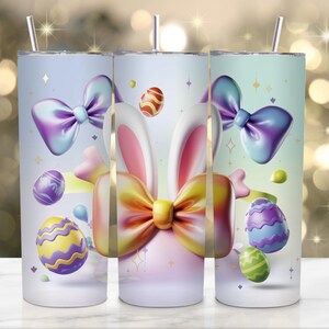 Easter Coquette Bow Tumbler Wrap PNG, Cute Pastel Easter Tumbler Design, 20 oz Skinny Seamless Sublimation Wrap, Digital Download