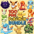 100 Pokémon PNG Bundle | Cartoon PNG Collection | Pikachu Art, Pocket Monsters | Pokémon Sublimation Designs | Best-Selling PNG | Digital