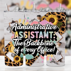 Daily Affirmations 20 Oz Tumbler Wrap PNG, Admin Assistant Sublimation Design, Inspirational Skinny Tumbler Digital Download