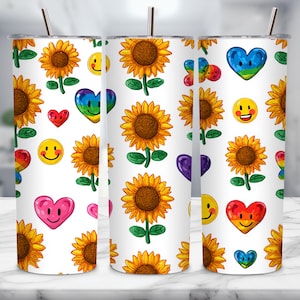 Sunflower Tumbler Wrap PNG: Rustic Floral 20oz Skinny Tumbler (Digital Download)