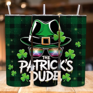 Funny St. Patrick’s Day Tumbler Wrap, 20oz Skinny Sublimation PNG, Irish Clover Tumbler Design, Lucky Leprechaun Tumbler Wrap,