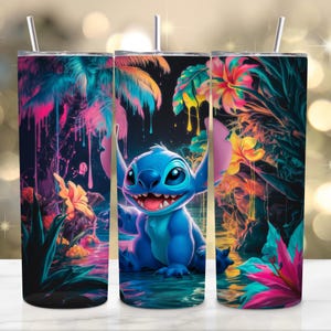 3D Stitch Tumbler Wrap | 20oz Cartoon Movie Tumbler | Watercolor Stitch Design PNG | Sublimation Tumbler Digital File
