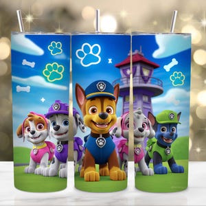 Cartoon kids Tumbler Wrap PNG for 20oz Skinny Tumbler, Cute Dog Sublimation Design, Cartoon Puppies Wrap Digital Download,Dog Lover Cup Wrap