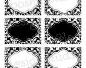Items similar to PRINTABLE Designer Labels - Black, White and Damask - DIY Damask Collection on Etsy