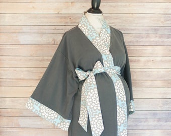 Maternity Robe - Super Soft Cotton - Darling on expecting moms - Perfect Baby Shower Gift - Sadie