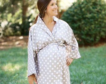 Maternity Robe - Super Soft Cotton - Darling on expecting moms - Perfect Baby Shower Gift - Black Paisley