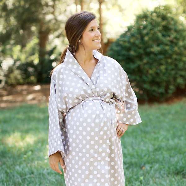 Maternity Robe - Super Soft Cotton - Darling on expecting moms - Perfect Baby Shower Gift - Alli