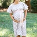 Maternity Hospital Delivery Gown - Snaps for Breastfeeding, Skin to Skin, and Epidural - Best Baby Shower Gift - Gray Polka Dot 