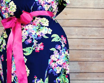 Maternity Hospital Delivery Gown - Snaps for Breastfeeding, Skin to Skin, and Epidural - Perfect Baby Shower Gift - Alli