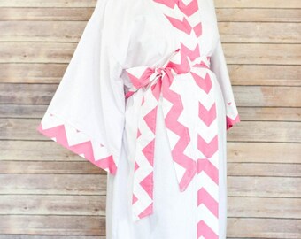 Pink Chevron Maternity Robe in Super Soft Microfleece - Add a Labor and Delivery Gown for a Perfect Hospital Set - Pink Chevron