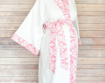 Maternity Robe - Super Soft Cotton - Darling on expecting moms - Perfect Baby Shower Gift - Pink Paisley