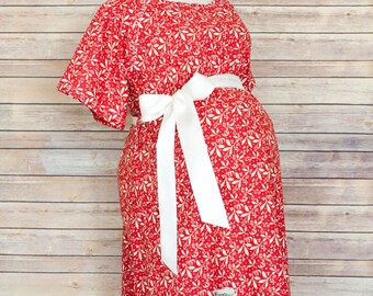 Maternity Hospital Delivery Gown - Snaps for Breastfeeding, Skin to Skin, and Epidural - Perfect Baby Shower Gift - Janey