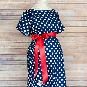 Maternity Robe in Super Soft Fleece Add a Labor and Delivery Gown for a Perfect Hospital Set Navy Polka Dot image 4