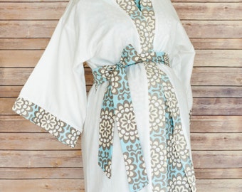Maternity Robe in Super Soft Micro Fleece - Super Cozy for Winter - Unique Baby Shower Gift for Her- Darling on Expecting Moms - Sadie