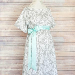 Maternity Hospital Delivery Gown- Super Soft -Perfect Snaps for Breastfeeding, Skin to Skin, and Epidural - Gray Paisley
