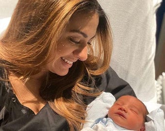 Maternity Robe and Labor and Delivery Gown for a Perfect Hospital Set - Aqua Paisley