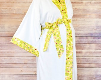 Summer Maternity Robe in Soft Microfleece - Add a Labor and Delivery Gown for a Perfect Hospital Set - Perfect Baby Shower Gift - Summer