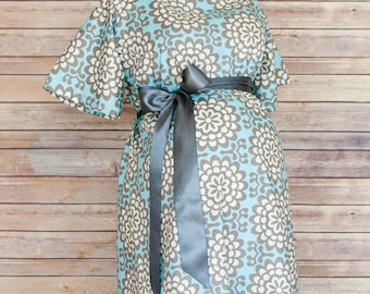Maternity Hospital Gown and Robe - Perfect Hospital Set - A Fun Baby Shower Gift or Gift for Pregnant Wife  - Sadie