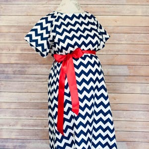 Maternity Hospital Delivery Gown- Super Soft -Perfect Snaps for Breastfeeding, Skin to Skin, and Epidural - Navy Chevron