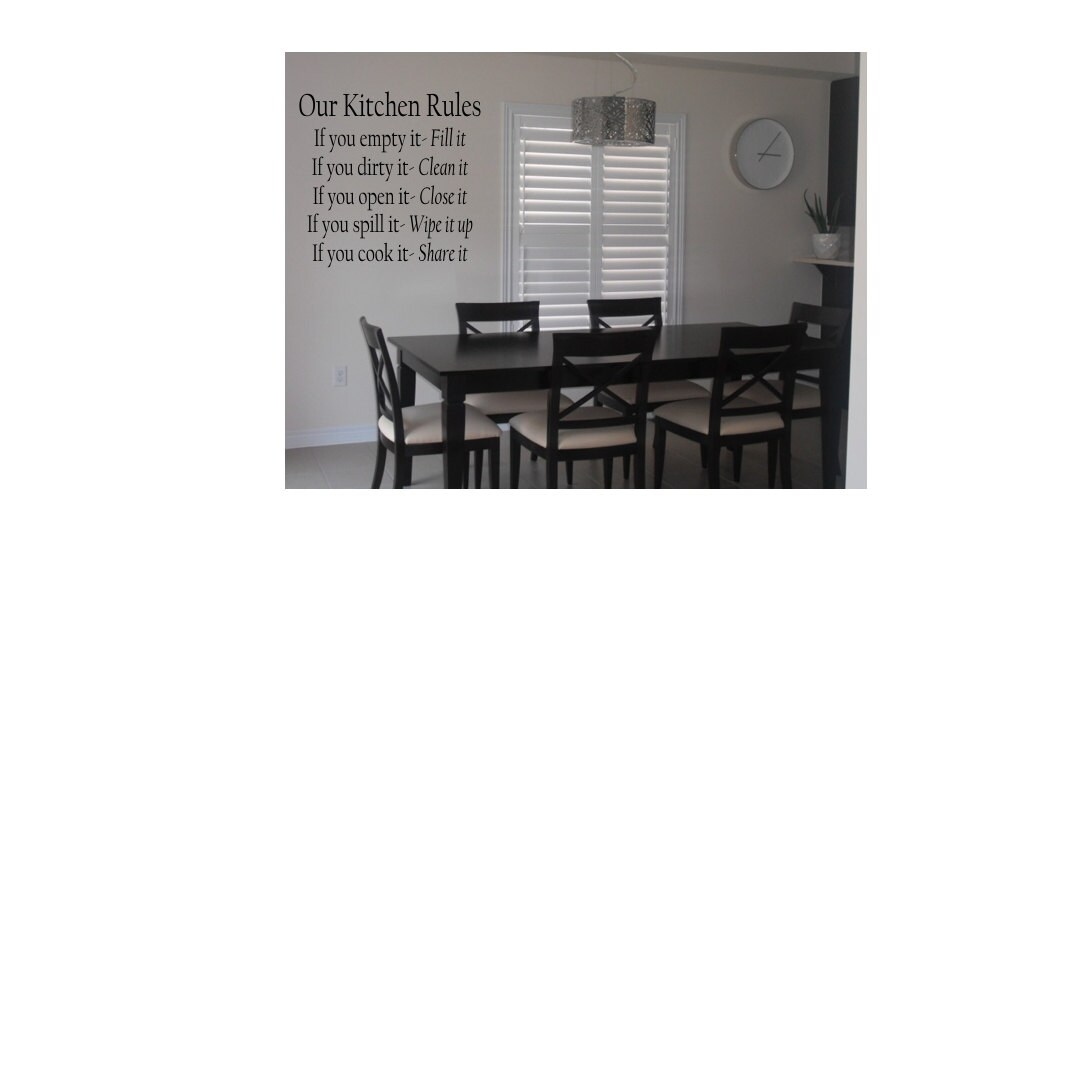 Vinilo cocina pared calcomanía-nuestras normas de cocina | Etsy
